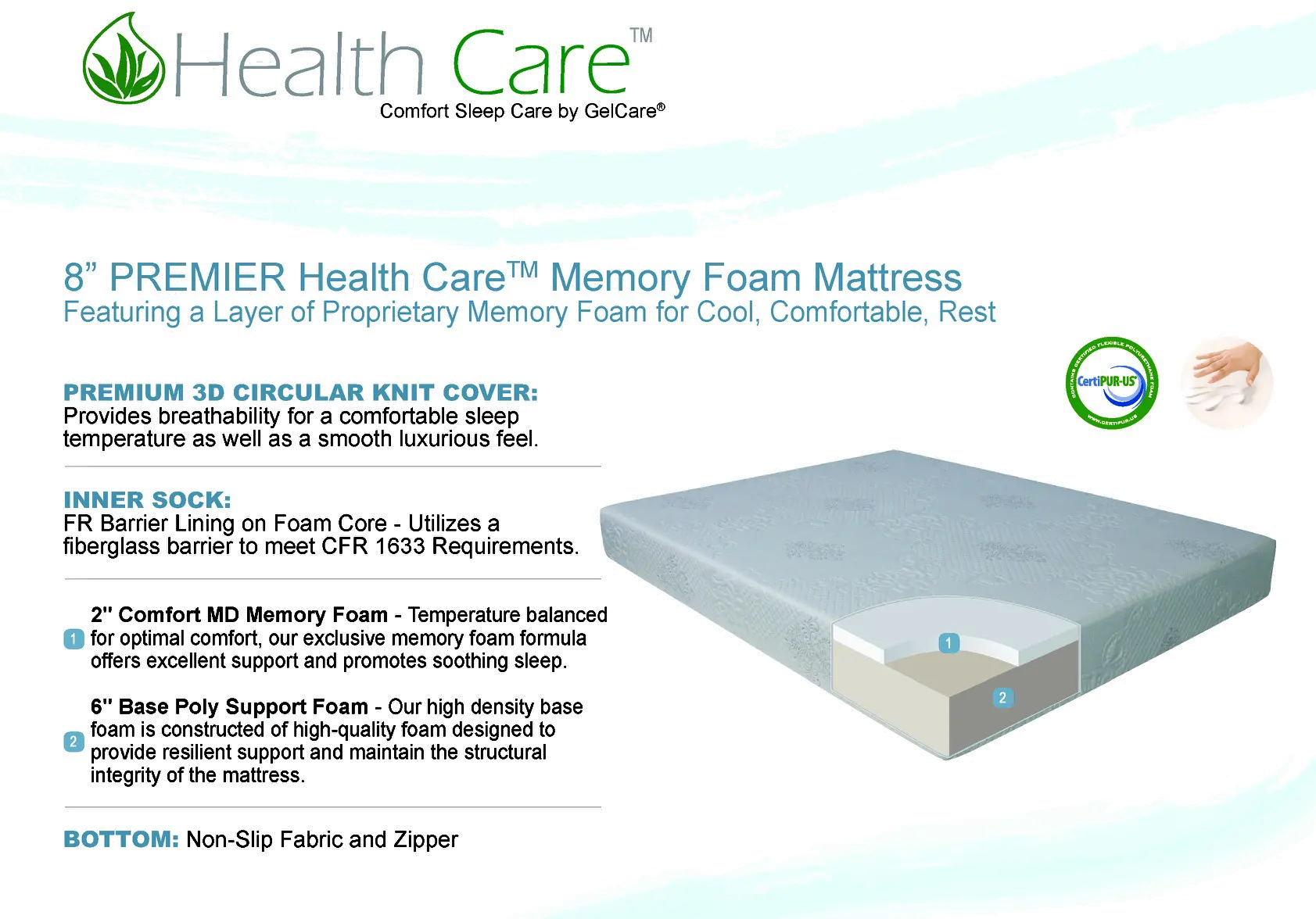 PM8STQN Premier Memory Foam Queen Mattress-2