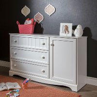 3580028 White 3-Drawer Dresser with Door - Savannah