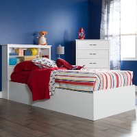 9007D1 White Twin Mates Bed with 3 Drawers (39 Inch) - Fusion -3