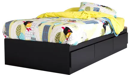 9008D1 Fusion Black Twin Mates Bed with 3 Drawers (39 Inch)-1
