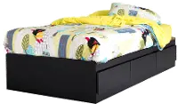 9008D1 Fusion Black Twin Mates Bed with 3 Drawers (39 Inch)