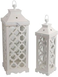 26 Inch White Wooden Lantern