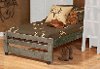 Rustic Driftwood Twin Bed with Casters - Fort