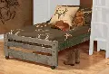 Rustic Driftwood Twin Bed with Casters - Fort