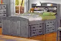 Driftwood Rustic Full Storage Bed with 2 Under-Bed Dressers - Fort