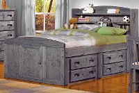 Driftwood Rustic Full Storage Bed with 2 Under-Bed Dressers - Fort