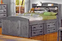 Driftwood Rustic Full Storage Bed with 2 Under-Bed Dressers - Fort