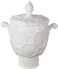 Large White Vase with Lid and Handles