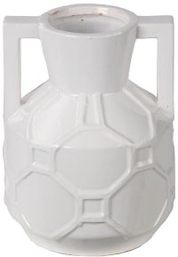 9 Inch White Ceramic Jar with Handles