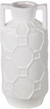 14 Inch White Ceramic Jar with Handles