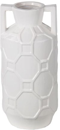 14 Inch White Ceramic Jar with Handles