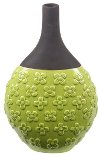 Lime-Green Floral Ceramic Vase
