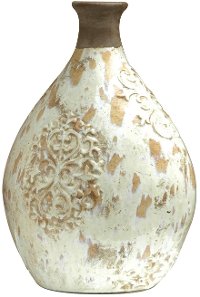 16 Inch White Glaze and Clay Vase