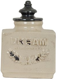 Antique Cream Dream Ceramic Lidded Urn