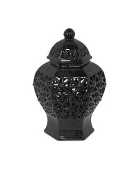 Black Pierced Temple Jar