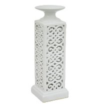 14 Inch White Ceramic Candle Holder