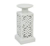 10 Inch White Ceramic Candle Holder