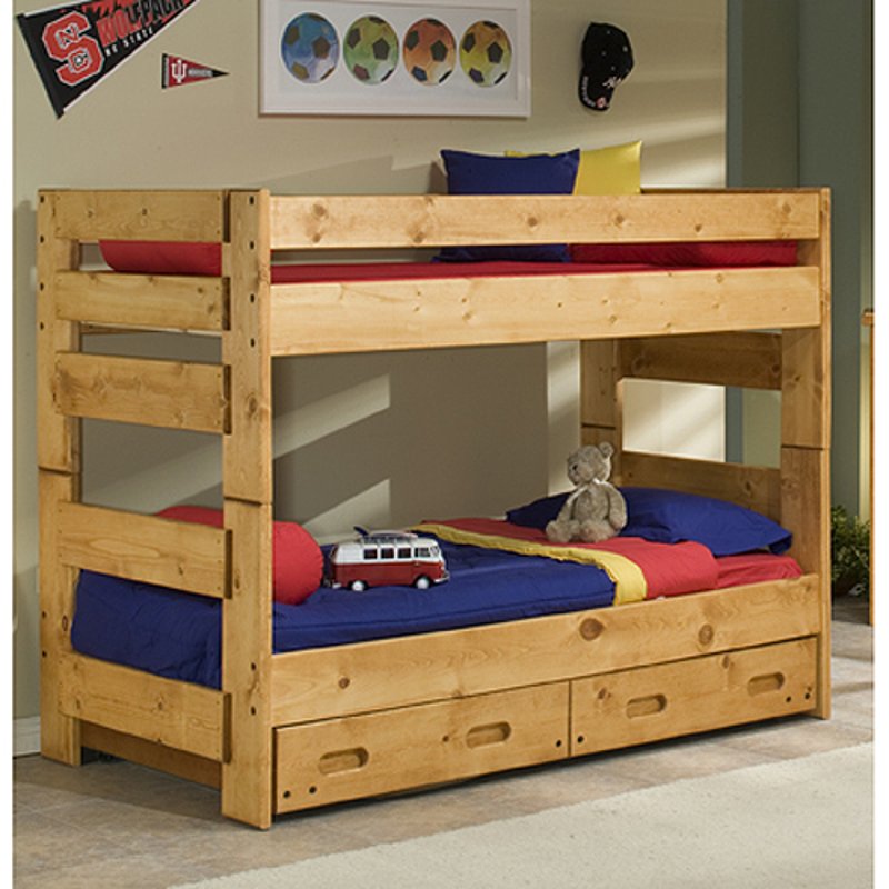 pine bunk beds with storage