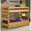 Clearance Cinnamon Rustic Pine Twin-over-Twin Bunk Bed with Trundle - Palomino