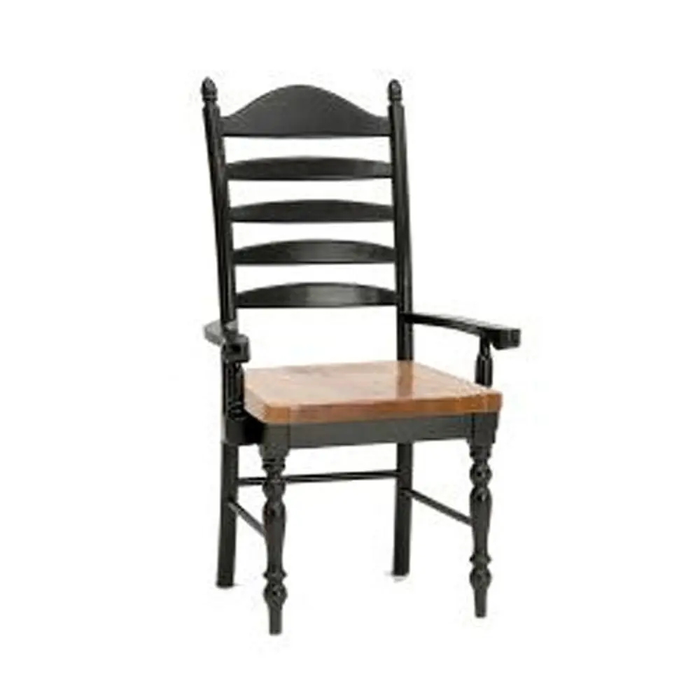 Black and Knotty Alder Dining Room Arm Chair - Hillside Village Collection-1