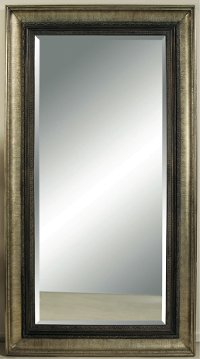 Antique Bronze and Silver Metallic Leaner Mirror