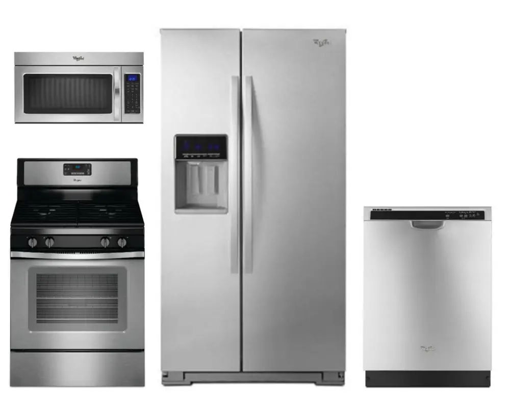 WHP-4-PC-GAS-SSKIT Whirlpool 4 Piece Kitchen Appliance Package with 5.0 cu. ft. Gas Range - Stainless Steel-1