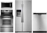 WHP-4-PC-ELESATKIT Whirlpool 4 Piece Kitchen Appliance Package with Electric Range with FlexHeat - Stainless Steel