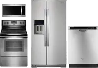 WHP-4-PC-ELESATKIT Whirlpool 4 Piece Kitchen Appliance Package with Electric Range with FlexHeat - Stainless Steel