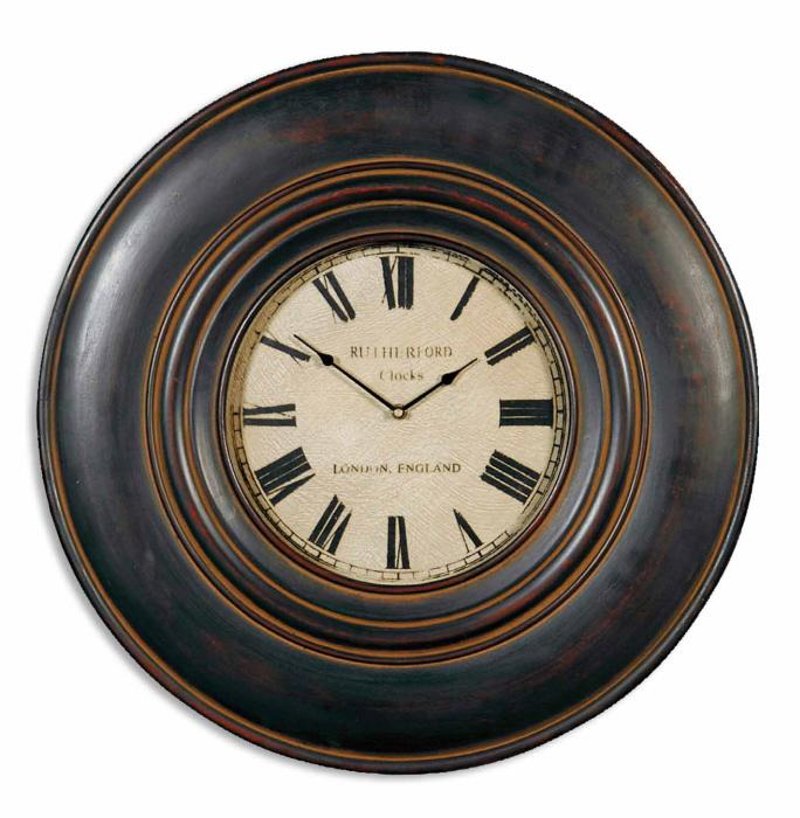 Adonis Black And Brown Wall Clock Rc Willey Furniture Adonis Black And Brown Wall Clock