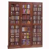 Walnut CD-DVD 2 Piece Storage Cabinet With Sliding Doors
