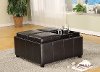 35 Brown Upholstered Storage Tray Ottoman