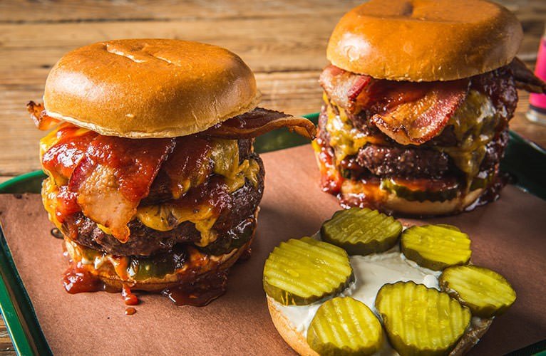 Grilled Double Burgers with Texas Spicy BBQ