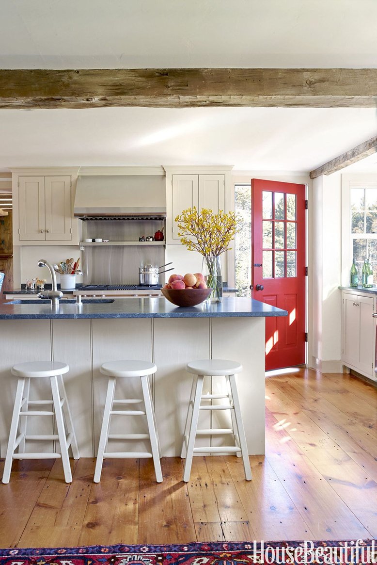 red kitchen door