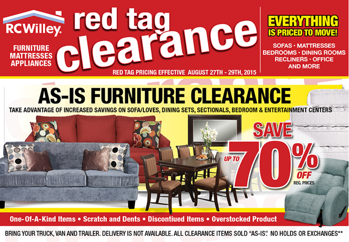 Red Tag Clearance Event Rc Willey Blog