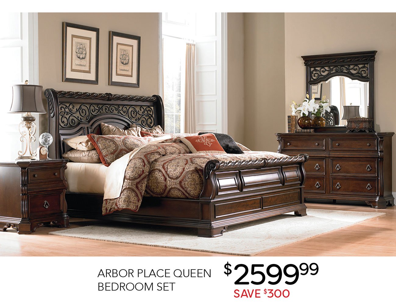 Traditional Brown 4 Piece Queen Bedroom Set Arbor Place Rc Traditional Brown 4 Piece Queen Bedroom Set Arbor Place Rc Willey Furniture