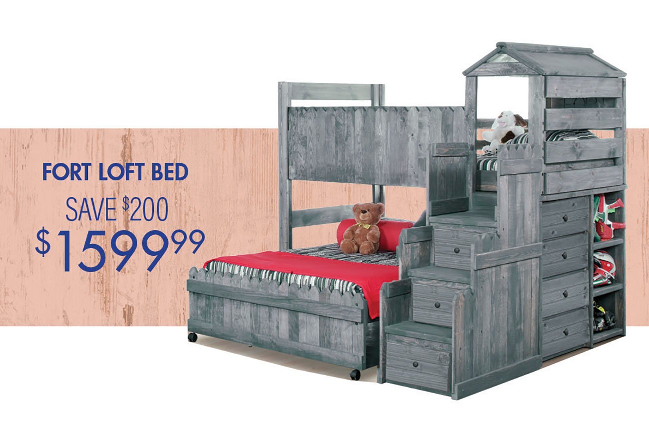 Driftwood Rustic Twin Over Full Loft Bed Fort Rc Willey