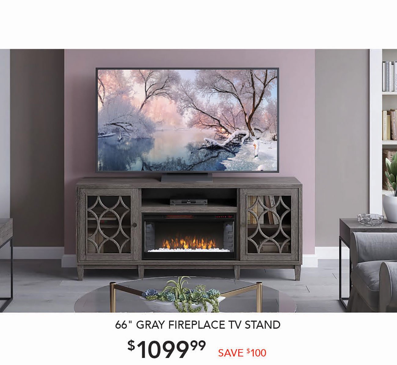 Gray-Fireplace-TV-Stand