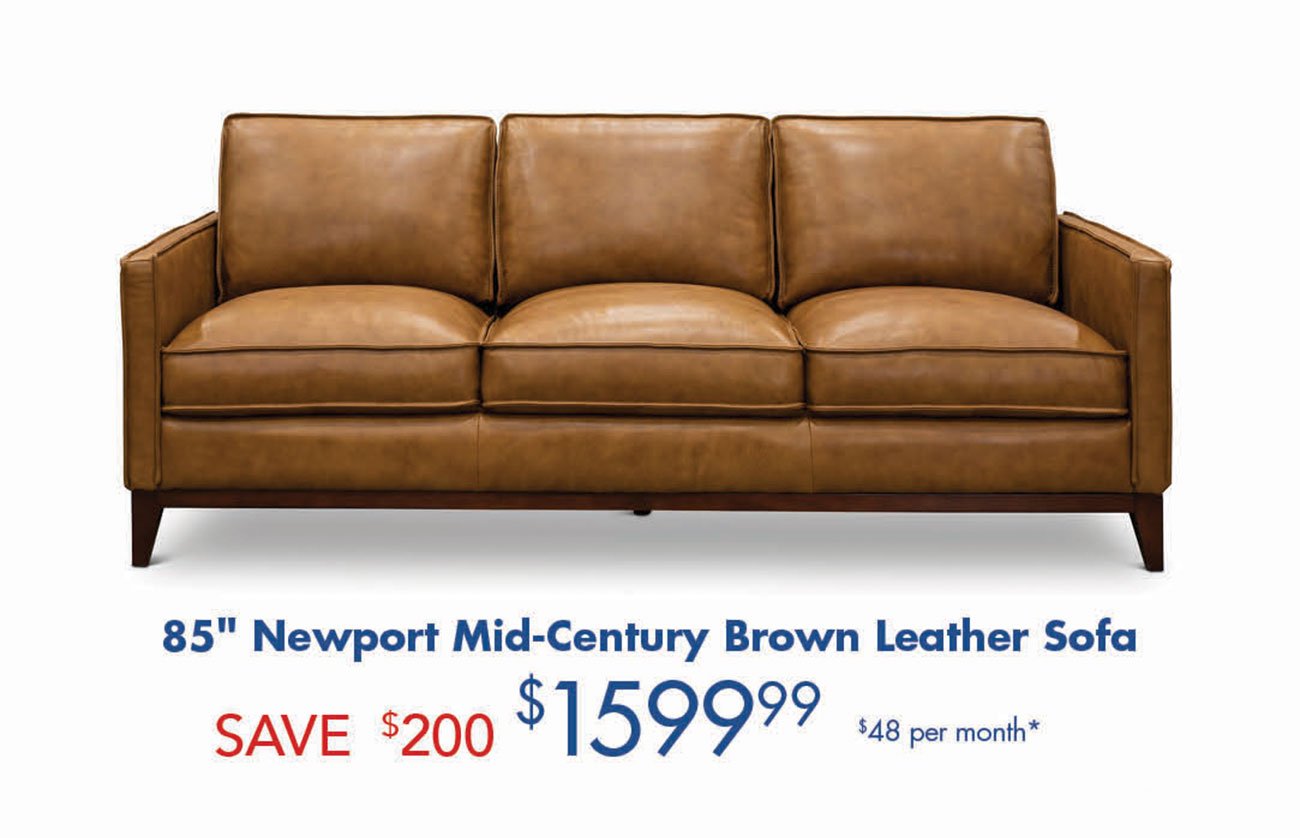 Newport-Mid-Century-Brown-Leather-Sofa