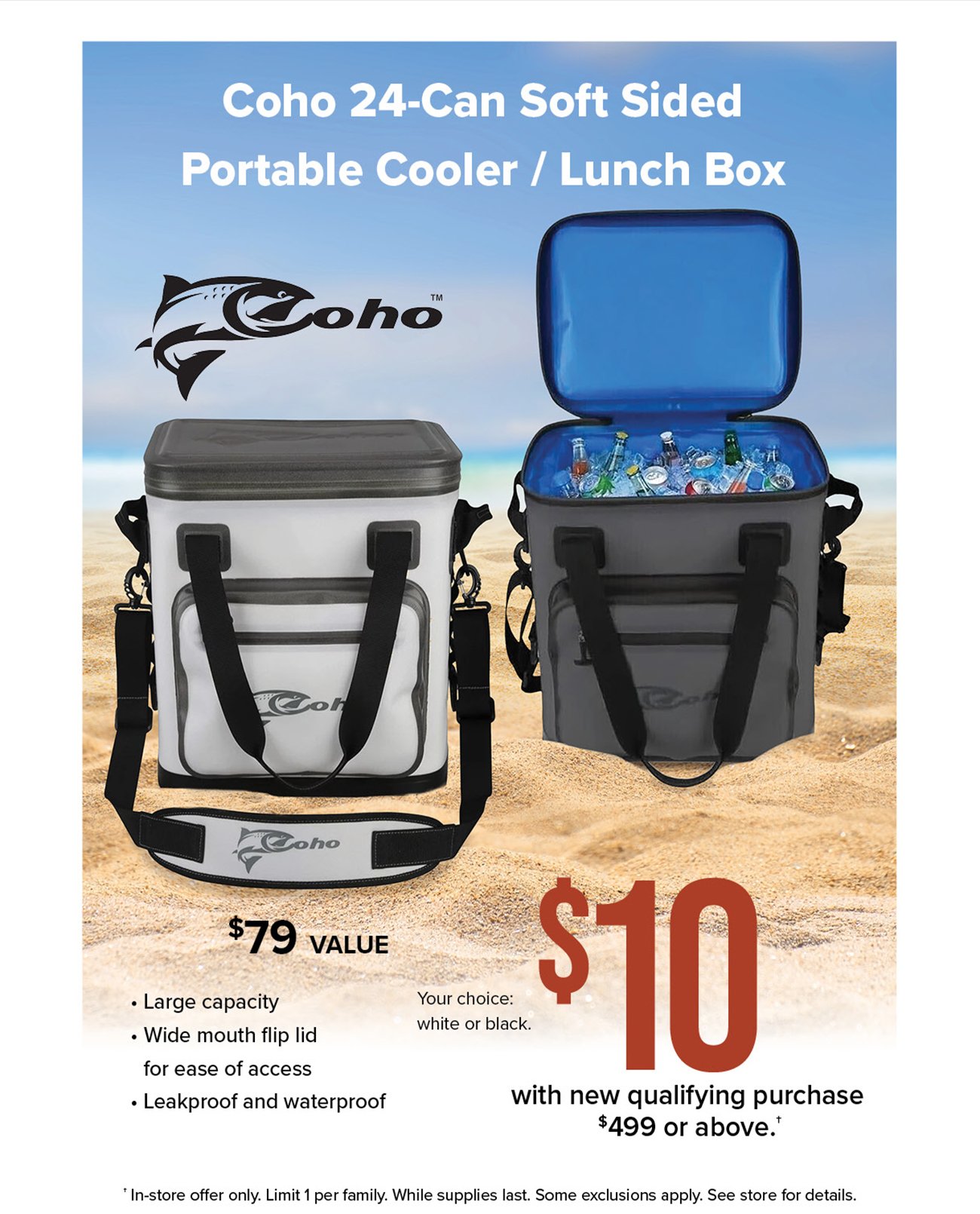 Coho 24 Can Soft Sided Portable Cooler and Lunch Box NEW