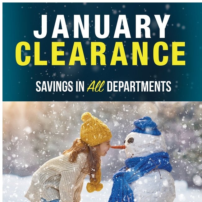 January Clearance Starts Tomorrow!
