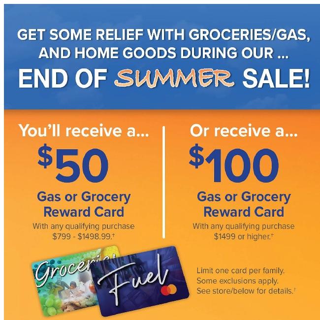 Gas or Grocery Cards with Purchase!