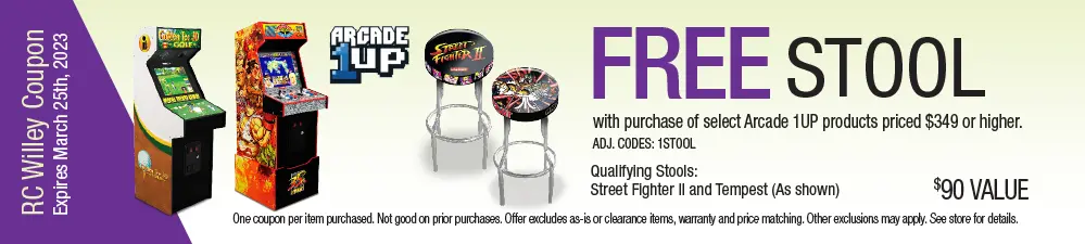 Free arcade stool with purchase of select Arcade 1Up products