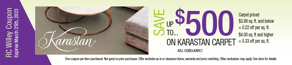 Save up to $500 on Karastan carpet