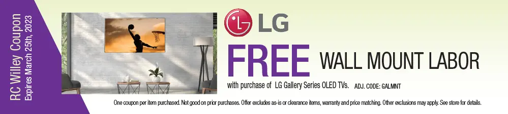 Free wall mount labor with purchase of LG Gallery Series OLED TVs