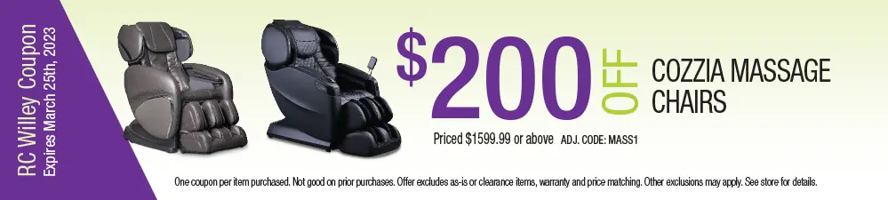 Save up to $200 on Cozzia massage chairs
