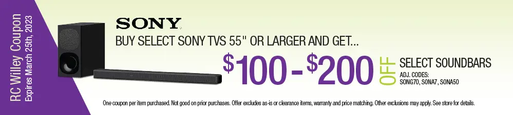 Save up to $200 on select Sony soundbars with select TV purchase