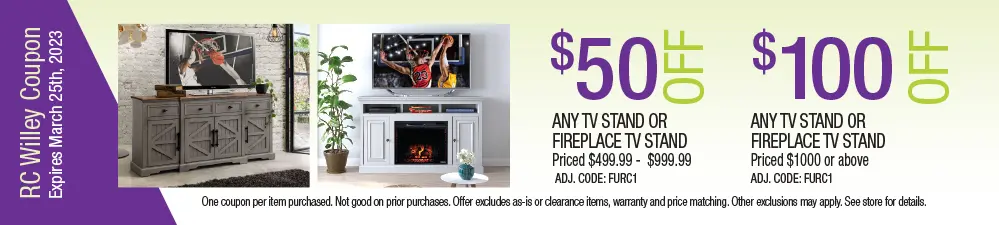 Save up to $100 on TV stands and fireplace TV stands