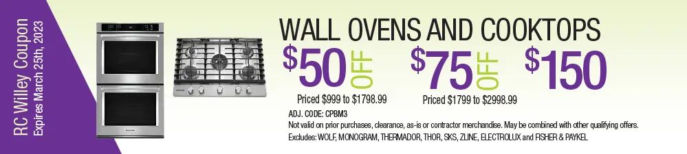 Save up to $150 on wall ovens and cooktops