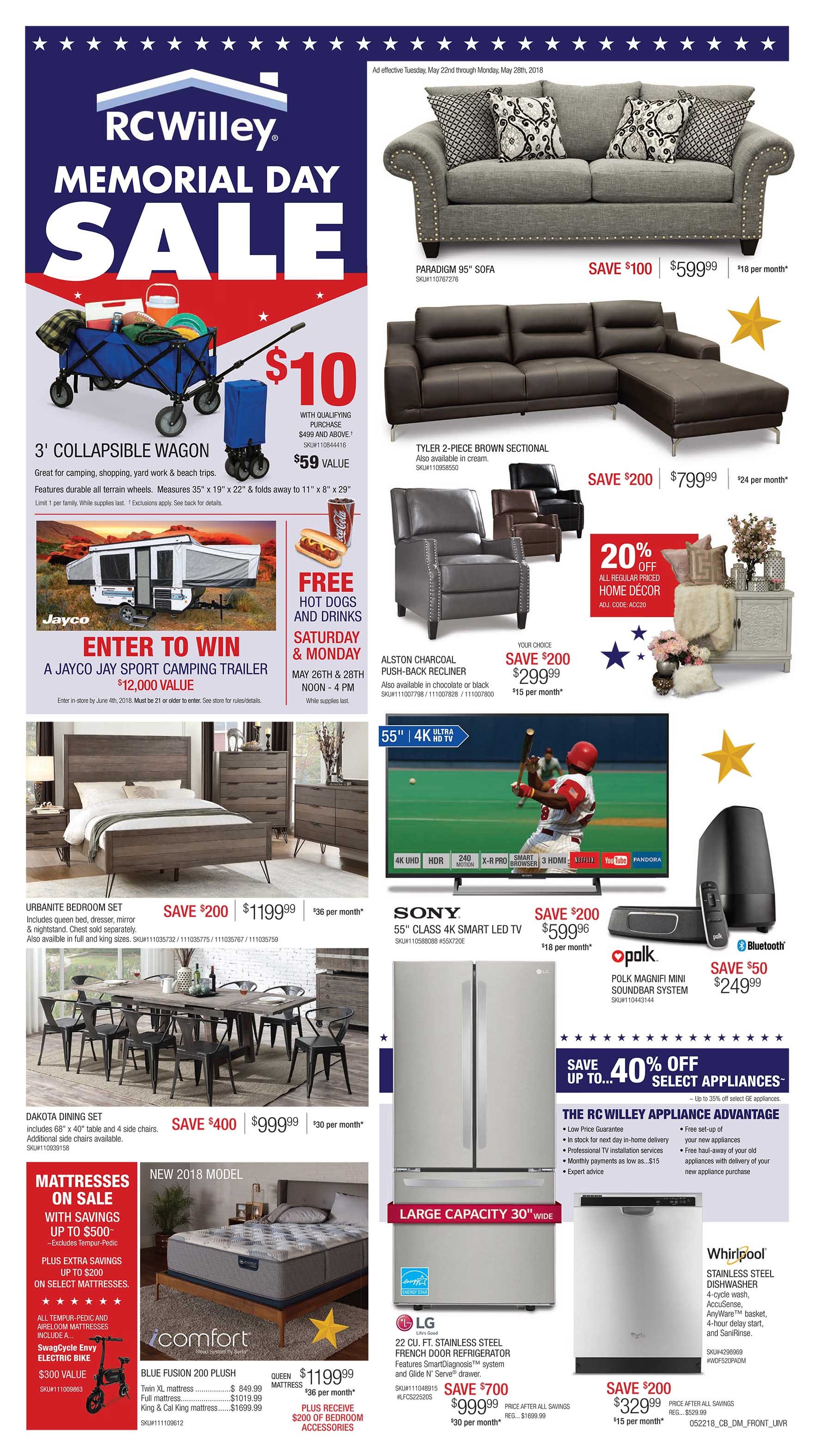 Memorial Day Sale! RC Willey Furniture Store