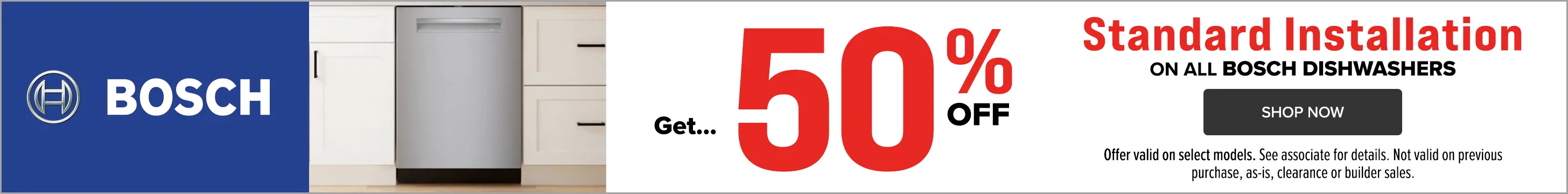 Get 50% off standard installation on all Bsoch dishwashers